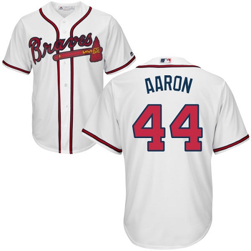 Braves #44 Hank Aaron White Cool Base Stitched Youth MLB Jersey